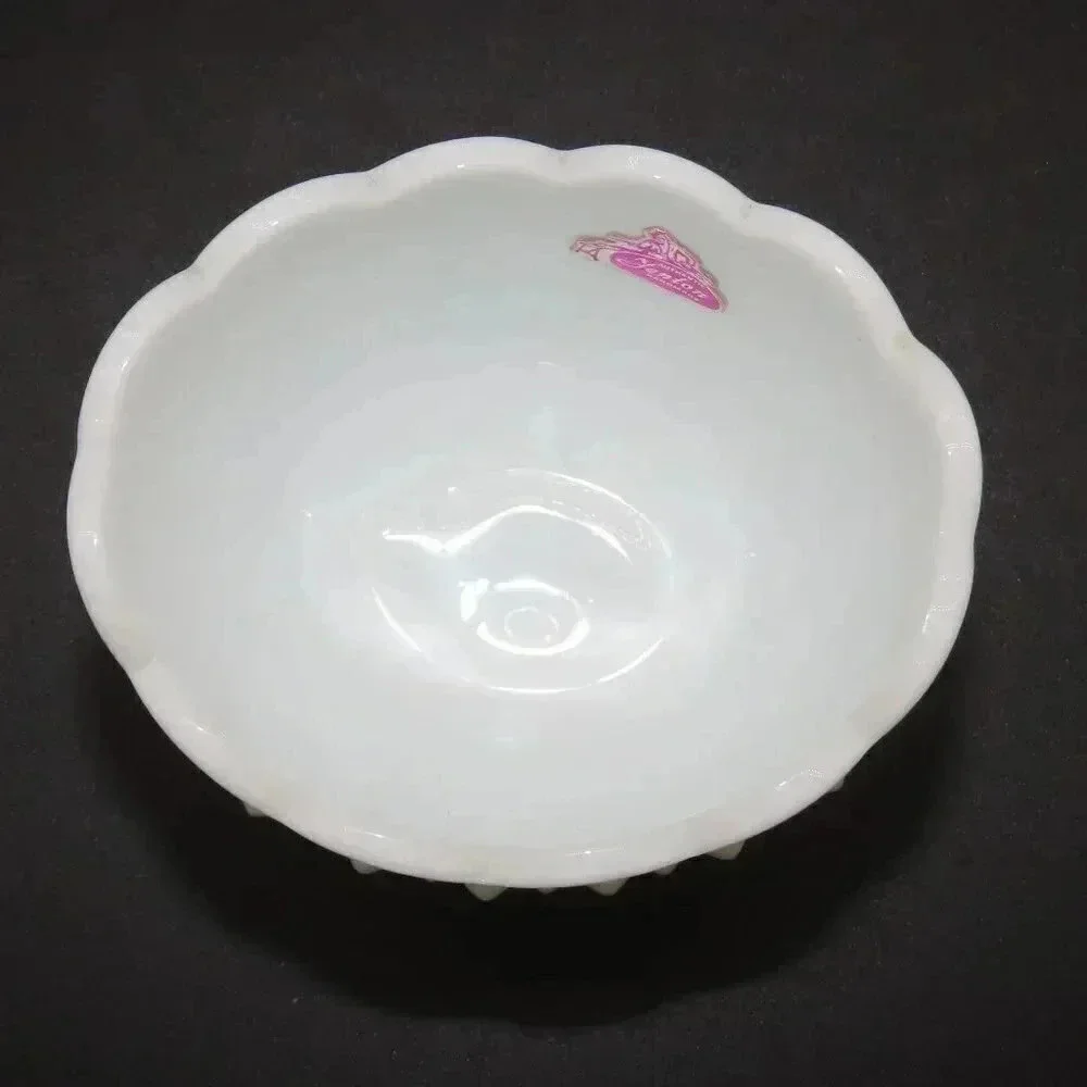 Vintage Fenton Oval Hobnail Milk Glass Sugar Bowl Creamer Set 1950s 1960s